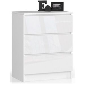 Komoda Kuba 60 cm - 3 zásuvky biela lesklá vyobraziť