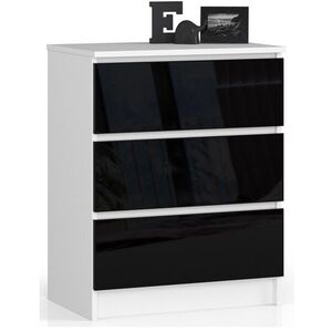 Komoda Kuba 60 cm - 3 zásuvky biela/čierna vyobraziť