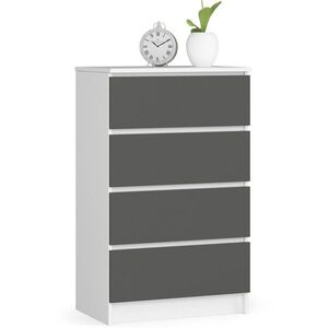 Komoda Kuba 60 cm - 4 zásuvky biela/grafitová vyobraziť