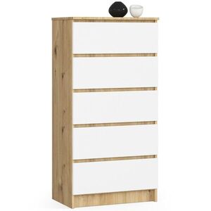 Komoda Kuba 60 cm - 5 zásuviek dub artisan/biela vyobraziť