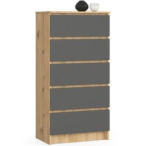 Komoda Kuba 60 cm - 5 zásuviek dub artisan/grafitová vyobraziť