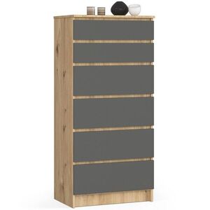 Komoda Kuba 60 cm - 6 zásuviek dub artisan/grafitová vyobraziť