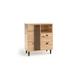 Komoda Liva 80 cm dub Artisan/čierna vyobraziť