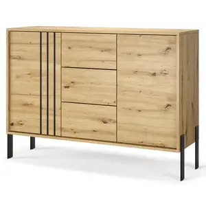 Komoda Nexa 120 cm čierna/dub Artisan vyobraziť