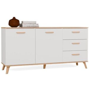 Komoda Olympo 2D3S 150 cm biela/dub Artisan vyobraziť