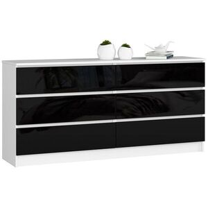 Komoda Rollo V 160 cm biela/čierna lesklá vyobraziť
