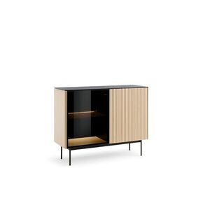 Komoda s LED osvetlením Orta 107 cm čierna/dub Vicenza vyobraziť