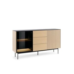 Komoda s LED osvetlením Orta 157 cm čierna/dub Vicenza vyobraziť