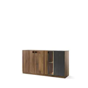 Komoda s LED osvetlením Radium 45 180 cm orech Columbia/čierna vyobraziť