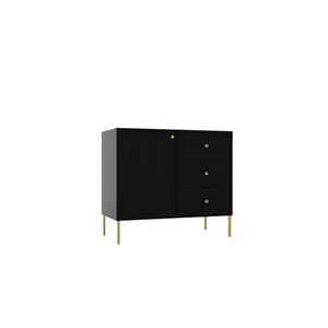 Komoda Tilina 1D 3S 84 cm čierna/zlatá vyobraziť