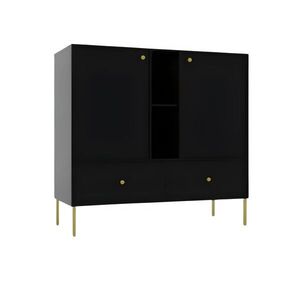 Komoda Tilina 2D 2S 2P 100 cm čierna/zlatá vyobraziť