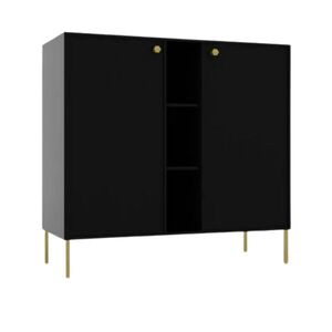 Komoda Tilina 2D 3P 100 cm čierna/zlatá vyobraziť