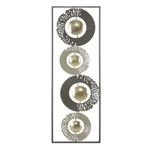 Kovová nástenná dekorácia Ring 31x89, 5 cm zlatá/sivá vyobraziť