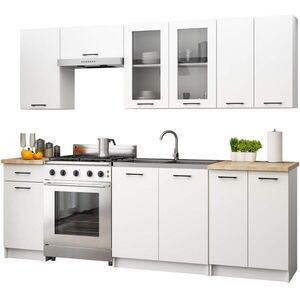 Kuchynská linka Olivie 2, 4 m H720 presklená biela/dub sonoma vyobraziť