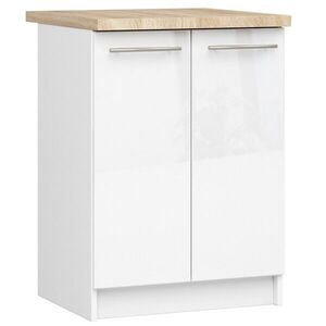 Kuchynská skrinka Olivia S 60 cm 2D biela/biely lesk/dub sonoma vyobraziť