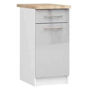 Kuchynská skrinka Olivie S 40 cm 1D 1S biela/metalický lesk/dub sonoma vyobraziť