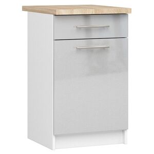 Kuchynská skrinka Olivie S 50 cm 1D 1S biela/metalický lesk/dub sonoma vyobraziť