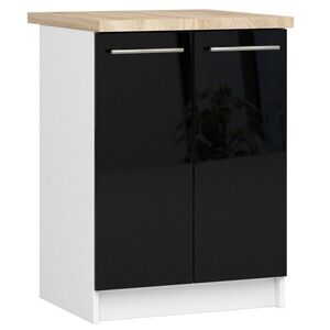 Kuchynská skrinka Olivie S 60 cm 2D biela/čierny lesk/dub sonoma vyobraziť