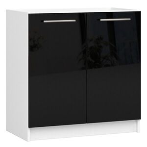 Kuchynská skrinka pod drez Olivie S 80 cm biela/čierny lesk vyobraziť