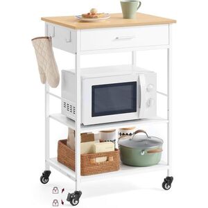 Kuchynský pojazdný regál Vasagle Moni 60 cm biely/hnedý vyobraziť
