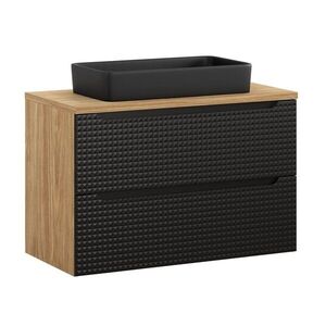 Kúpeľňová skrinka Luxor Black I s doskou a umývadlom 90 cm čierna/dub olejovaný vyobraziť