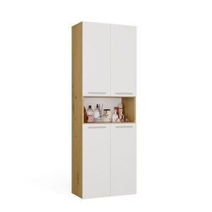 Kúpeľňová skrinka s košom na bielizeň NEL 1K DK biela/dub Artisan vyobraziť