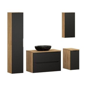 Kúpeľňová zostava Luxor Black Mona so skrinkami a umývadlom 90 cm čierna/dub olejovaný vyobraziť