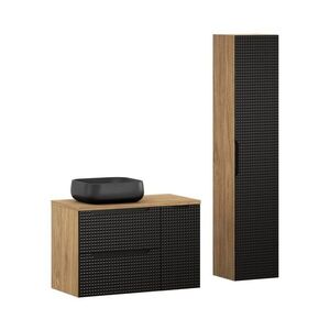 Kúpeľňová zostava Luxor Čierna 90 cm s umývadlom a skrinkami čierna/dub olejovaný vyobraziť