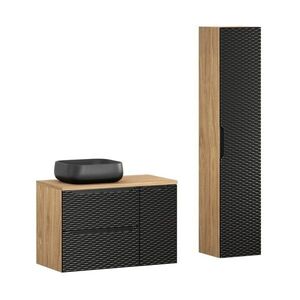 Kúpeľňová zostava Ocean 90 cm s umývadlom a skrinkami čierna/dub olejovaný vyobraziť