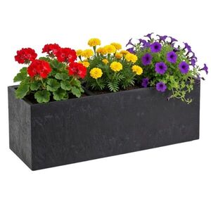 Kvetináč na kolieskach BETONIQUE 90x30 cm čierny betón vyobraziť