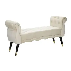 Lavica Paris 120 cm zamat béžová/zlatá vyobraziť