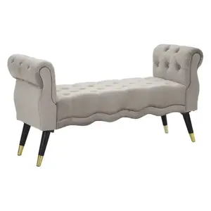 Lavica Paris 120 cm zamat šedá/zlatá vyobraziť