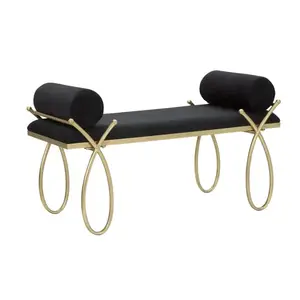 Lavica Ribbon 112 cm zamat zlatá/čierna vyobraziť