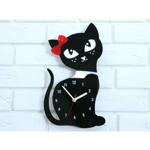 Nástenné hodiny Cat čierne vyobraziť