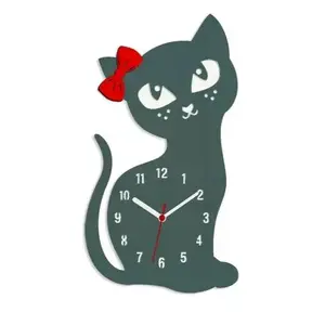 Nástenné hodiny Cat sivé vyobraziť