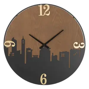 Nástenné hodiny City 60 cm hnedé/čierne vyobraziť