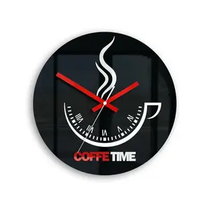 Nástenné hodiny Coffe Time čierne vyobraziť