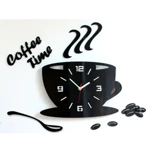 Nástěnné hodiny Coffee černé vyobraziť