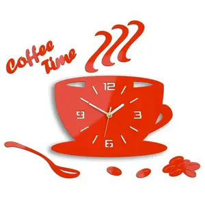Nástenné hodiny Coffee oranžové vyobraziť