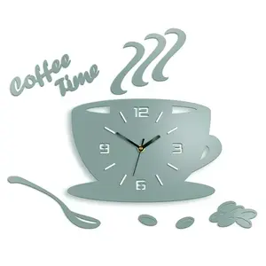 Nástenné hodiny Coffee svetlo šedé vyobraziť