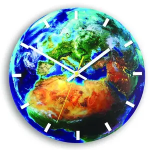 Nástenné hodiny Globe modré vyobraziť