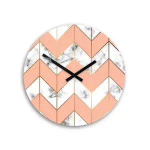 Nástenné hodiny Marble bielo-ružové vyobraziť