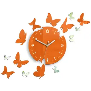 Nástenné hodiny Motyle 28 cm oranžové vyobraziť