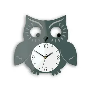 Nástenné hodiny Owl sivé vyobraziť