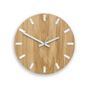 Nástenné hodiny Simple Oak hnedo-biele vyobraziť