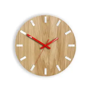 Nástenné hodiny Simple Oak hnedo-červené vyobraziť