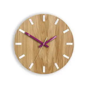 Nástenné hodiny Simple Oak hnedo-fialové vyobraziť