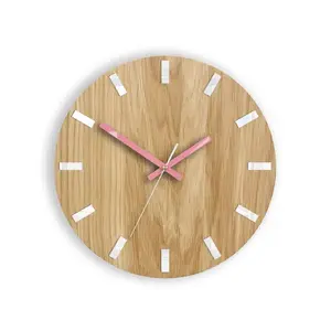 Nástenné hodiny Simple Oak hnedo-ružové vyobraziť