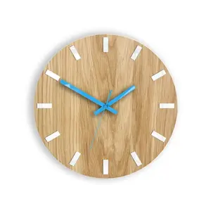 Nástenné hodiny Simple Oak hnedo-tyrkysové vyobraziť