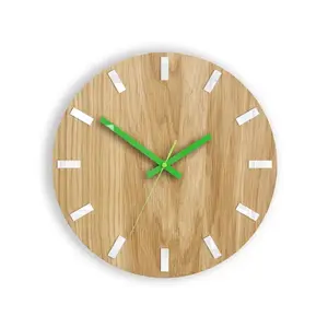 Nástenné hodiny Simple Oak hnedo-zelené vyobraziť